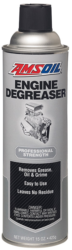 AMSOIL Engine Degreaser. Spray it on and wash off with water.